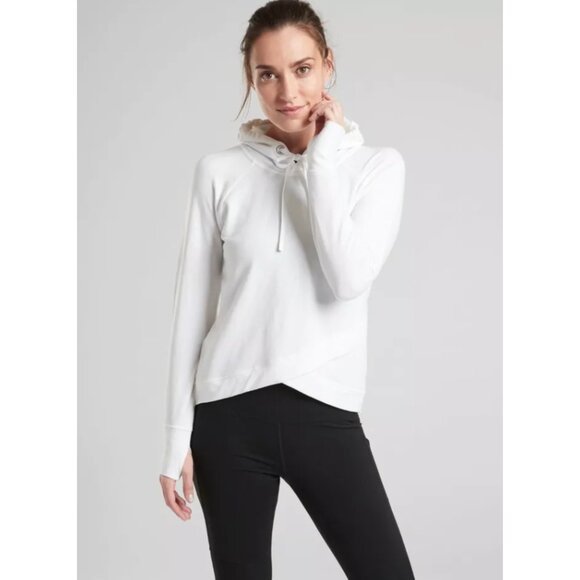 ATHLETA Athleta Pinnacle Criss Cross Hoodie, WHITE - Size Large EUC Stretch Soft - Picture 8 of 8